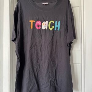 Teacher Graphic Tee - Black with Multicolor Letters
